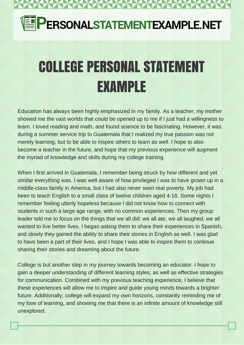 Personal statement essay for college application how to start