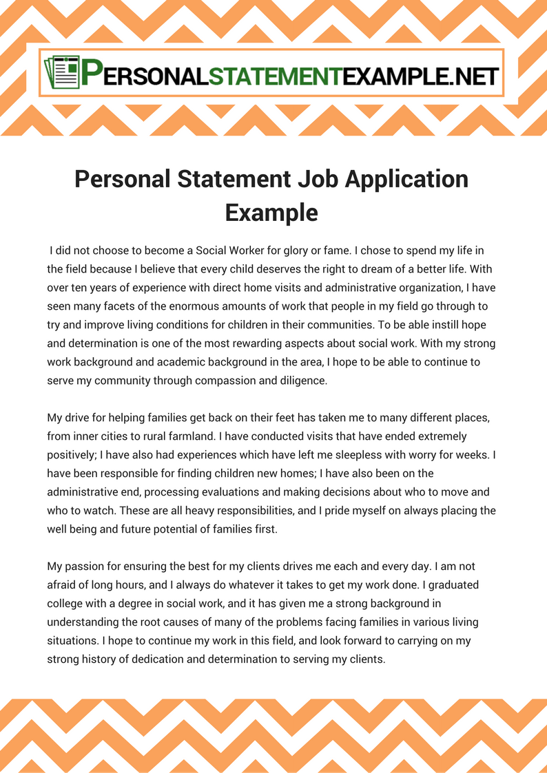 personal statement application examples