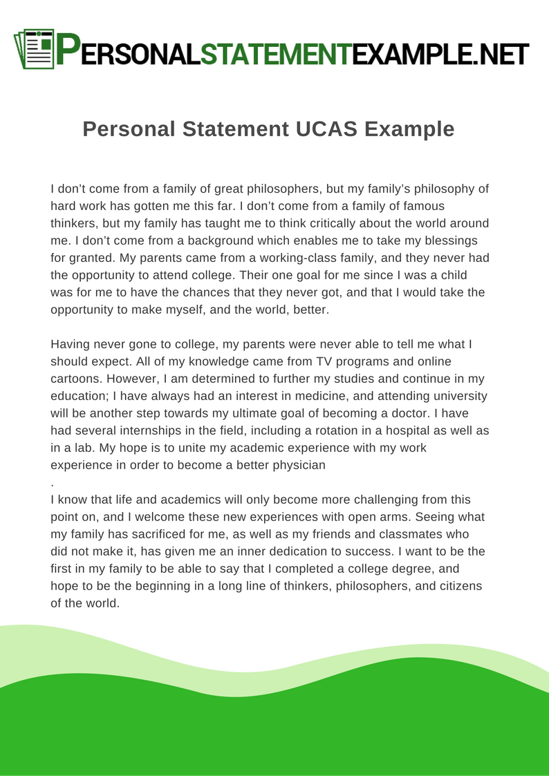 Personal Statement UCAS Example