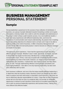 personal statement for university business and management