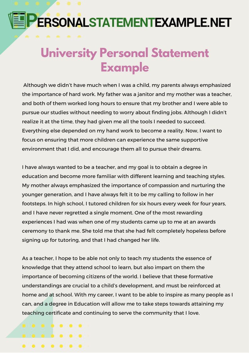 Personal statement for uni