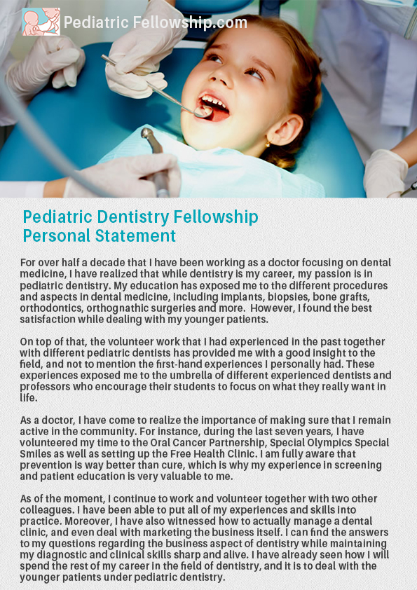 pediatric dentistry personal statement sample