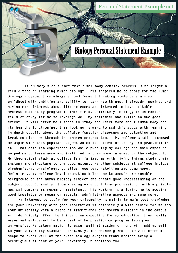 biological personal statement example