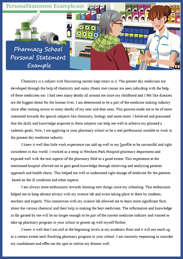 pharmacy school personal statement sample