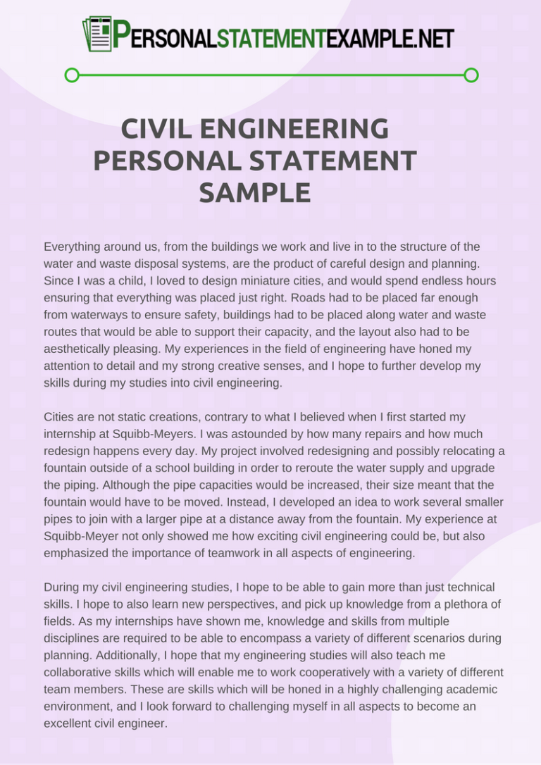 scholarship personal statement civil engineering