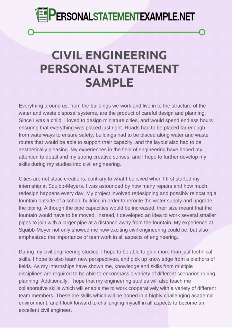 best personal statement for civil engineers