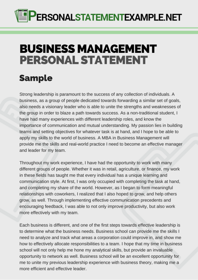 personal statement business major