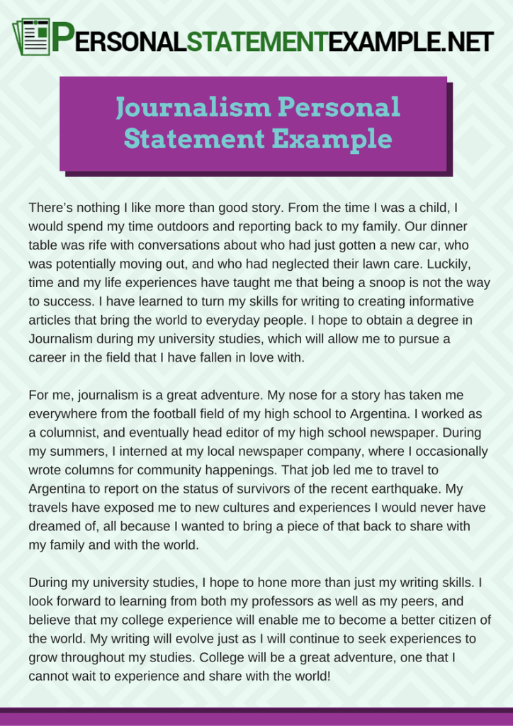 journalist research personal statement