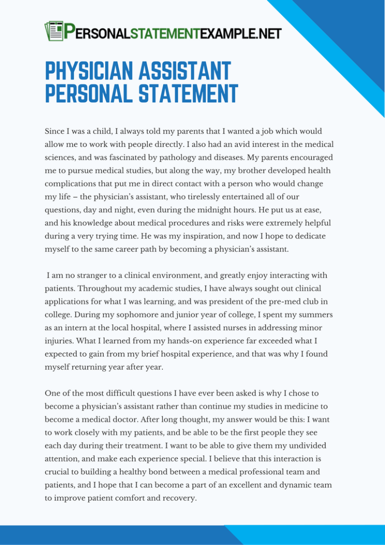 pa personal statement examples