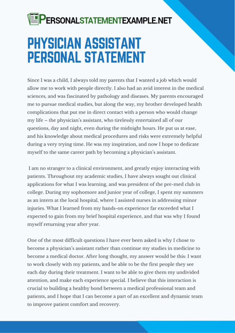 what is a personal statement for nhs