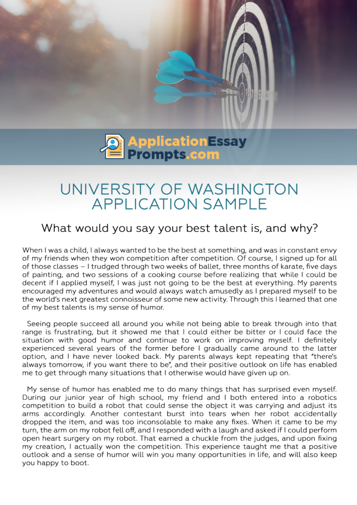 university of washington example essays