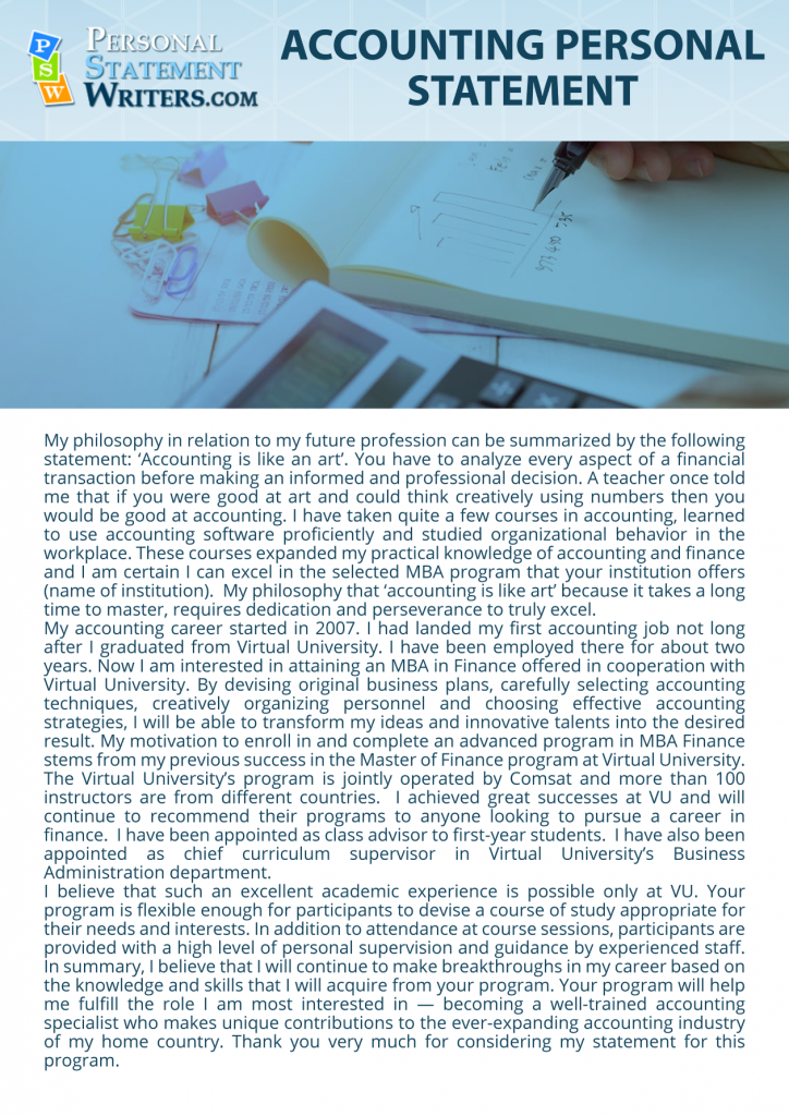 good personal statement for accountant