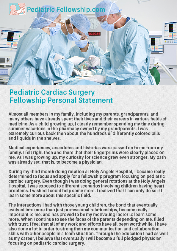 pediatric cardiac surgery fellowship personal statement