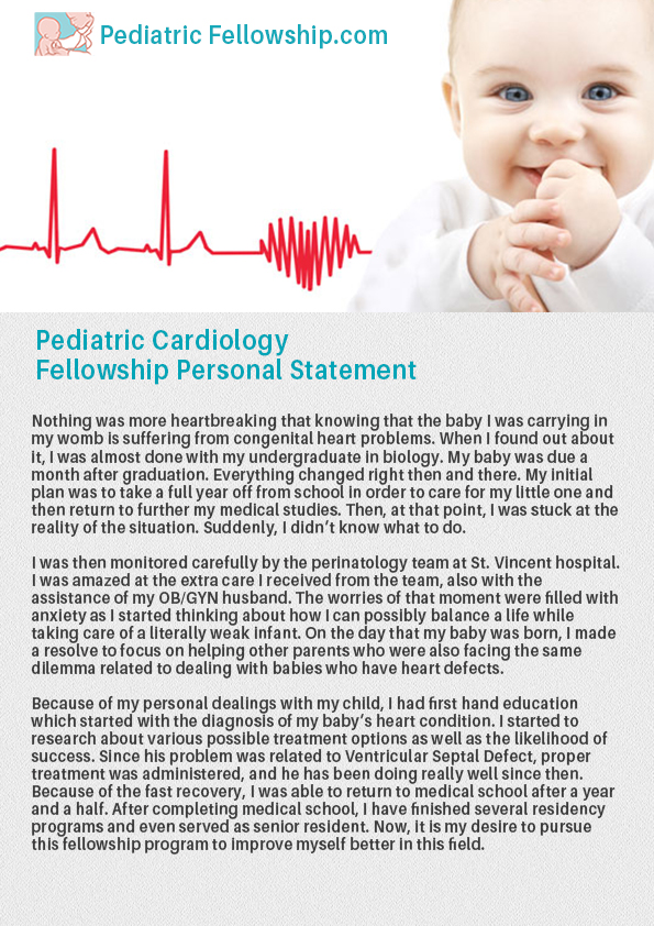 pediatric cardiology fellowship personal statement sample